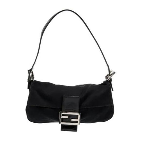 Vintage Fendi Black Suede Baguette Bag with Silver Hardware - Picture 8 of 8